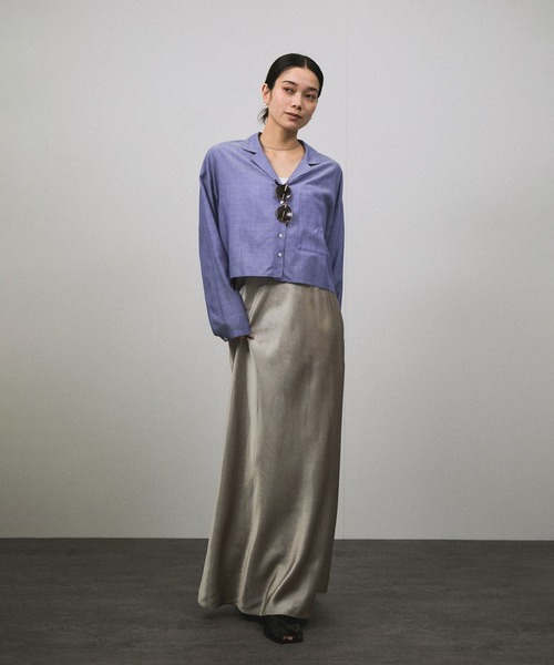 SALON adam et rope'（サロン アダム エ ロペ）の「オンブレチェッククロップドオープンカラーシャツ（シャツ/ブラウス・レディース・ブルー/ブラック系その他/ブルー系その他4・FREE）」の10枚目の写真