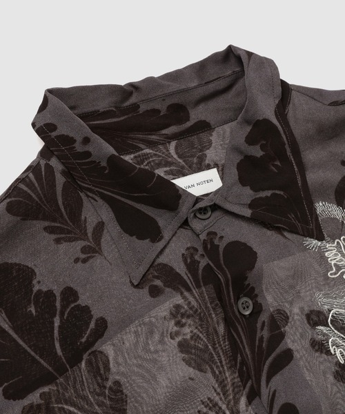 DRIES VAN NOTEN◆I/ジャガードブラウス/長袖ブラウス/36/レーヨン/BLK/総柄 セール】CASSIDYE EMB 1004 M.W.SHIRT（シャツ/ブラウス