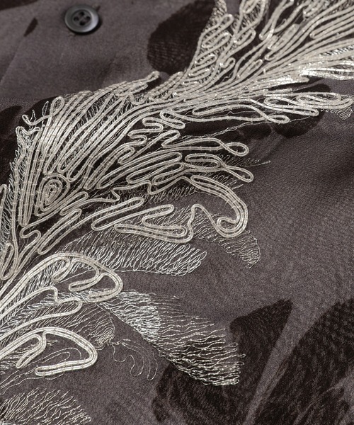 DRIES VAN NOTEN◆I/ジャガードブラウス/長袖ブラウス/36/レーヨン/BLK/総柄 DRIES VAN NOTEN◇I/ジャガードブラウス/長袖ブラウス/36