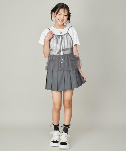 JENNI love（ジェニィラブ）の「チュールビスチェ＋ロゴTシャツセット（Tシャツ/カットソー・キッズ・ブラック/オフホワイト・130cm/140cm/150cm/160cm）」の3枚目の写真