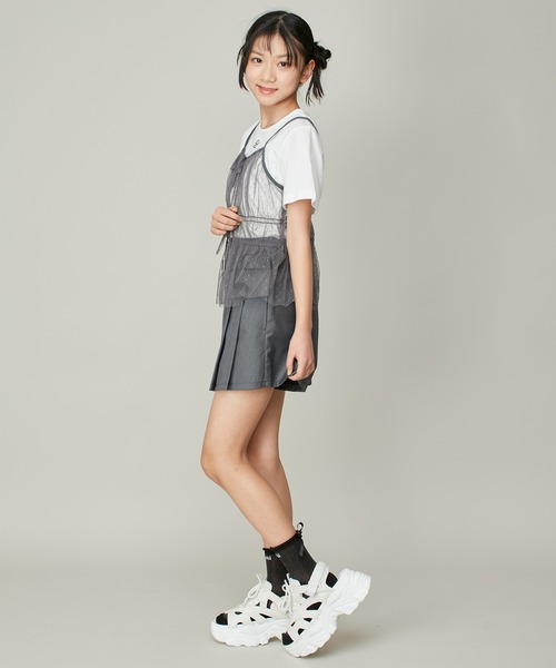 JENNI love（ジェニィラブ）の「チュールビスチェ＋ロゴTシャツセット（Tシャツ/カットソー・キッズ・ブラック/オフホワイト・130cm/140cm/150cm/160cm）」の4枚目の写真