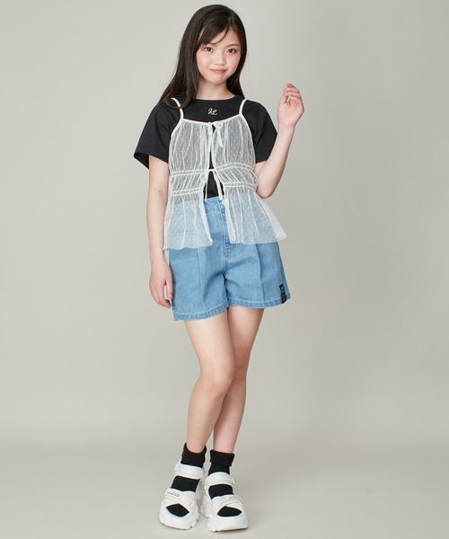 JENNI love（ジェニィラブ）の「チュールビスチェ＋ロゴTシャツセット（Tシャツ/カットソー・キッズ・ブラック/オフホワイト・130cm/140cm/150cm/160cm）」の6枚目の写真