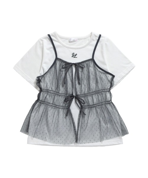 JENNI love（ジェニィラブ）の「チュールビスチェ＋ロゴTシャツセット（Tシャツ/カットソー・キッズ・ブラック/オフホワイト・130cm/140cm/150cm/160cm）」の7枚目の写真
