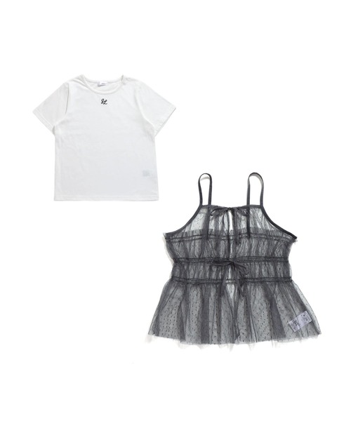 JENNI love（ジェニィラブ）の「チュールビスチェ＋ロゴTシャツセット（Tシャツ/カットソー・キッズ・ブラック/オフホワイト・130cm/140cm/150cm/160cm）」の9枚目の写真