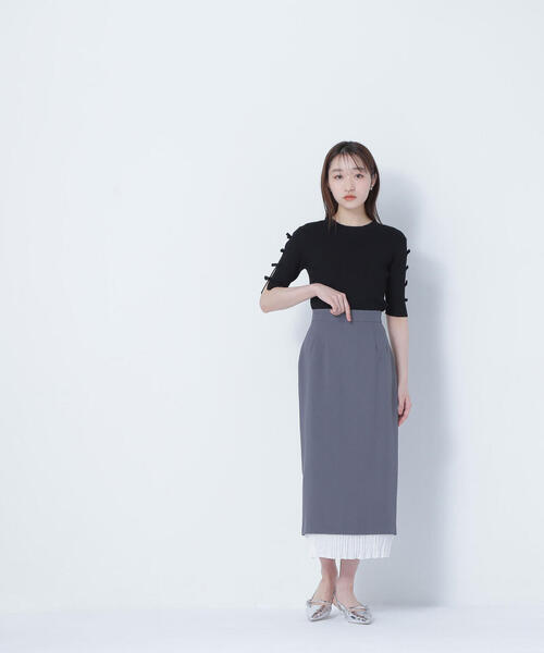 NATURAL BEAUTY BASIC(ナチュラルビューティーベーシック)の「◇レイヤードプリーツナロースカート(スカート・レディース・ベージュ/チャコールグレー・SMALL/MEDIUM)」の10枚目の写真
