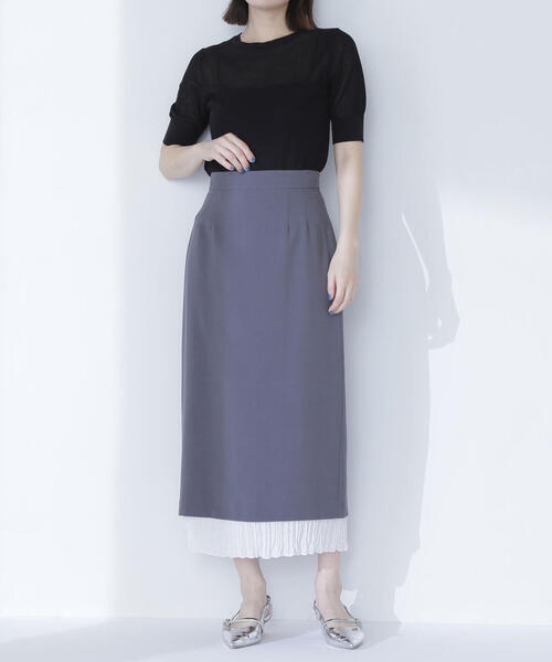 NATURAL BEAUTY BASIC(ナチュラルビューティーベーシック)の「◇レイヤードプリーツナロースカート(スカート・レディース・ベージュ/チャコールグレー・SMALL/MEDIUM)」の11枚目の写真