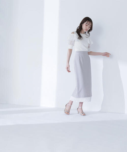 NATURAL BEAUTY BASIC(ナチュラルビューティーベーシック)の「◇レイヤードプリーツナロースカート(スカート・レディース・ベージュ/チャコールグレー・SMALL/MEDIUM)」の15枚目の写真