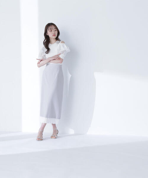 NATURAL BEAUTY BASIC(ナチュラルビューティーベーシック)の「◇レイヤードプリーツナロースカート(スカート・レディース・ベージュ/チャコールグレー・SMALL/MEDIUM)」の16枚目の写真