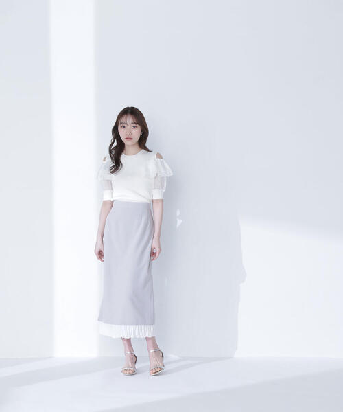 NATURAL BEAUTY BASIC(ナチュラルビューティーベーシック)の「◇レイヤードプリーツナロースカート(スカート・レディース・ベージュ/チャコールグレー・SMALL/MEDIUM)」の17枚目の写真