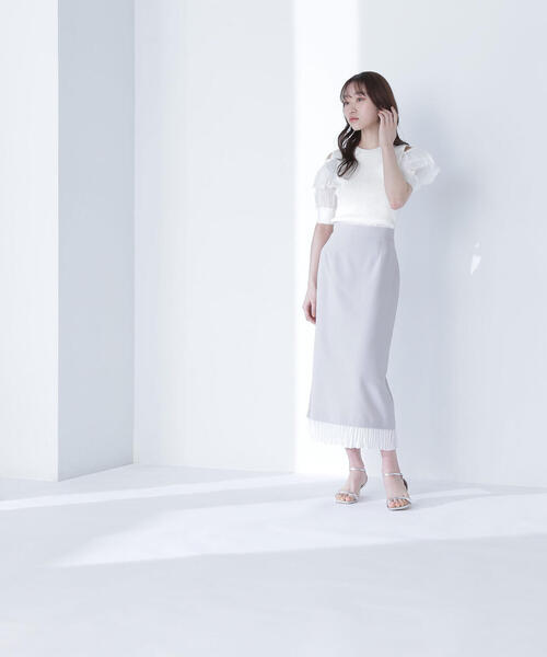 NATURAL BEAUTY BASIC(ナチュラルビューティーベーシック)の「◇レイヤードプリーツナロースカート(スカート・レディース・ベージュ/チャコールグレー・SMALL/MEDIUM)」の18枚目の写真