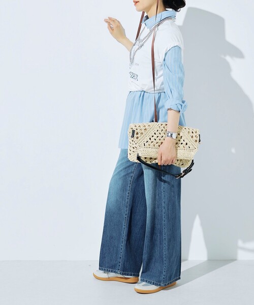 fredy emue（フレディエミュ）の「異素材ハンドルペーパートート＆ショルダーバッグ（かごバッグ・レディース・ブラック/ベージュ・FREE）」の12枚目の写真