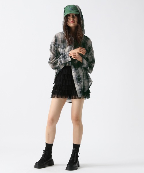 FOREVER 21(フォーエバー トゥエンティーワン)の「【2025SS】チェック柄フーディシアービッグシャツ(シャツ/ブラウス・レディース・グレー/イエロー/グリーン・FREE)」の11枚目の写真