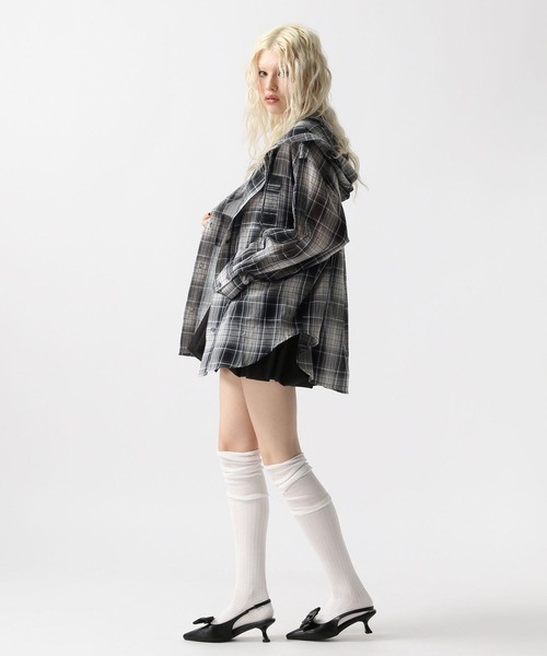 FOREVER 21(フォーエバー トゥエンティーワン)の「【2025SS】チェック柄フーディシアービッグシャツ(シャツ/ブラウス・レディース・グレー/イエロー/グリーン・FREE)」の15枚目の写真