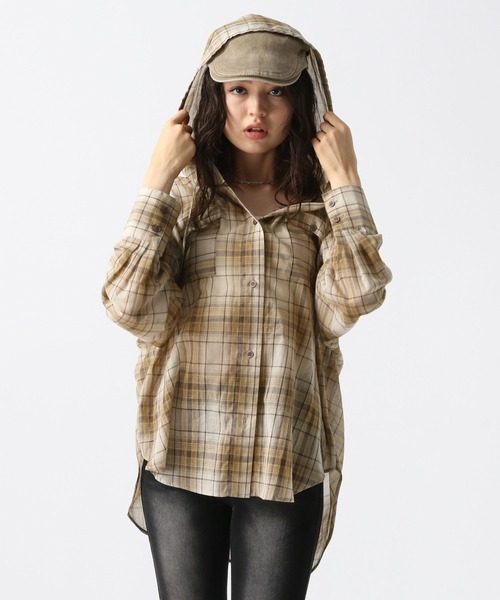 FOREVER 21(フォーエバー トゥエンティーワン)の「【2025SS】チェック柄フーディシアービッグシャツ(シャツ/ブラウス・レディース・グレー/イエロー/グリーン・FREE)」の8枚目の写真