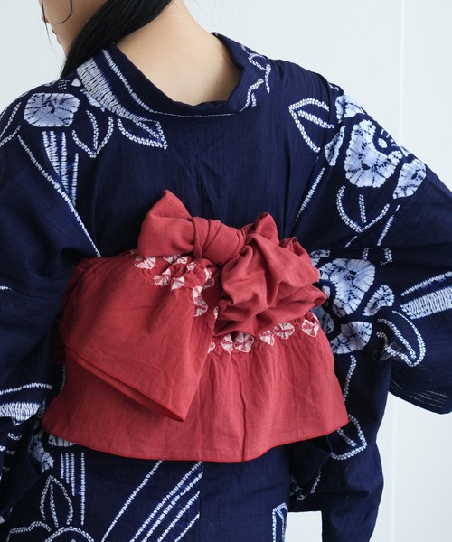 兵児帯 単品 utatane 綿麻 清江絞り 菱（和装小物）｜utatane