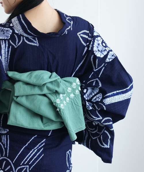 兵児帯 単品 utatane 綿麻 清江絞り 菱