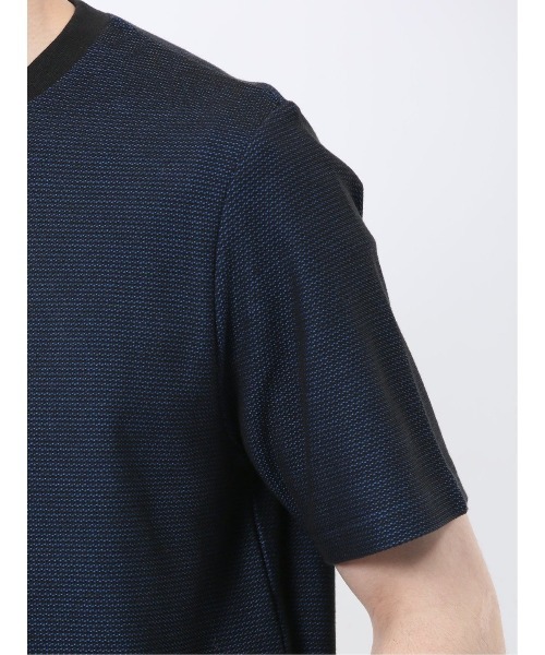 TAKA-Q(タカキュー)の「【綿混】タカキュー メランジ 裏ボーダー クルーネック 半袖 Tシャツ(Tシャツ/カットソー・メンズ・ライトグレー/ネイビー/アイボリー/ターコイズブルー・MEDIUM/LARGE/X-LARGE)」の6枚目の写真