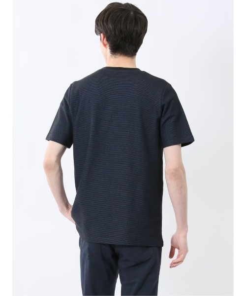 TAKA-Q(タカキュー)の「【綿混】タカキュー メランジ 裏ボーダー クルーネック 半袖 Tシャツ(Tシャツ/カットソー・メンズ・ライトグレー/ネイビー/アイボリー/ターコイズブルー・MEDIUM/LARGE/X-LARGE)」の8枚目の写真