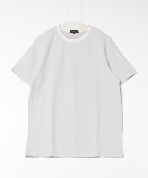 TAKA-Q(タカキュー)の「【綿混】タカキュー メランジ 裏ボーダー クルーネック 半袖 Tシャツ(Tシャツ/カットソー・メンズ・ライトグレー/ネイビー/アイボリー/ターコイズブルー・MEDIUM/LARGE/X-LARGE)」の11枚目の写真