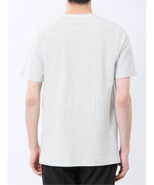 TAKA-Q(タカキュー)の「【綿混】タカキュー メランジ 裏ボーダー クルーネック 半袖 Tシャツ(Tシャツ/カットソー・メンズ・ライトグレー/ネイビー/アイボリー/ターコイズブルー・MEDIUM/LARGE/X-LARGE)」の14枚目の写真