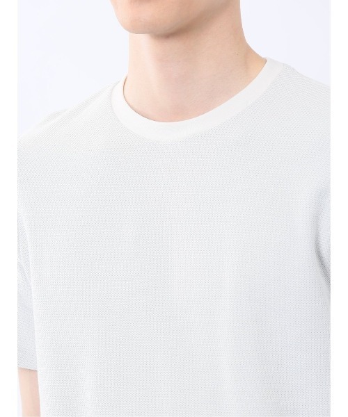 TAKA-Q(タカキュー)の「【綿混】タカキュー メランジ 裏ボーダー クルーネック 半袖 Tシャツ(Tシャツ/カットソー・メンズ・ライトグレー/ネイビー/アイボリー/ターコイズブルー・MEDIUM/LARGE/X-LARGE)」の15枚目の写真