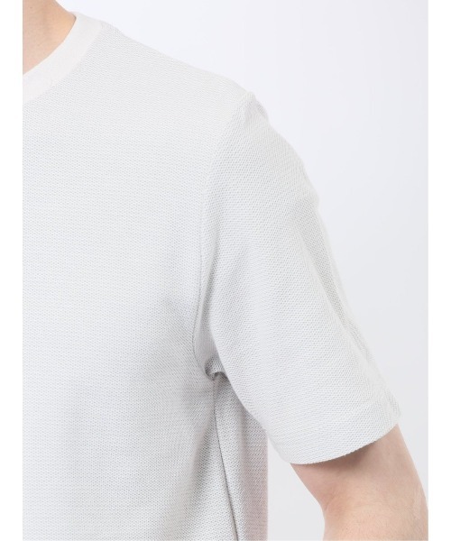 TAKA-Q(タカキュー)の「【綿混】タカキュー メランジ 裏ボーダー クルーネック 半袖 Tシャツ(Tシャツ/カットソー・メンズ・ライトグレー/ネイビー/アイボリー/ターコイズブルー・MEDIUM/LARGE/X-LARGE)」の16枚目の写真