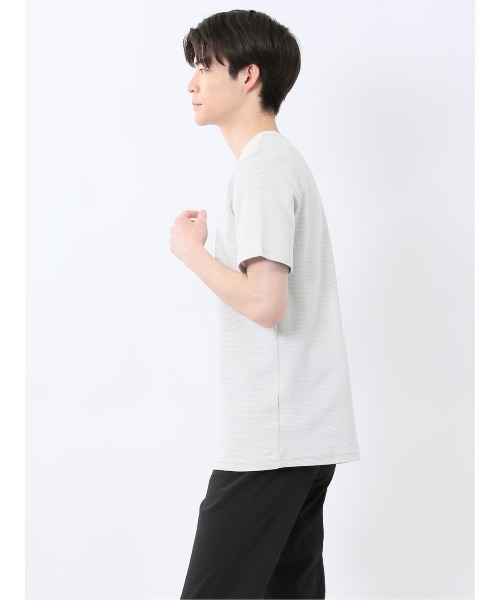 TAKA-Q(タカキュー)の「【綿混】タカキュー メランジ 裏ボーダー クルーネック 半袖 Tシャツ(Tシャツ/カットソー・メンズ・ライトグレー/ネイビー/アイボリー/ターコイズブルー・MEDIUM/LARGE/X-LARGE)」の17枚目の写真