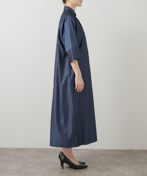 TICCA(ティッカ)の「【洗える】TICCA/ティッカ テント半袖シャツワンピース(ワンピース・レディース・ネイビー/サックスブルー・FREE)」の7枚目の写真