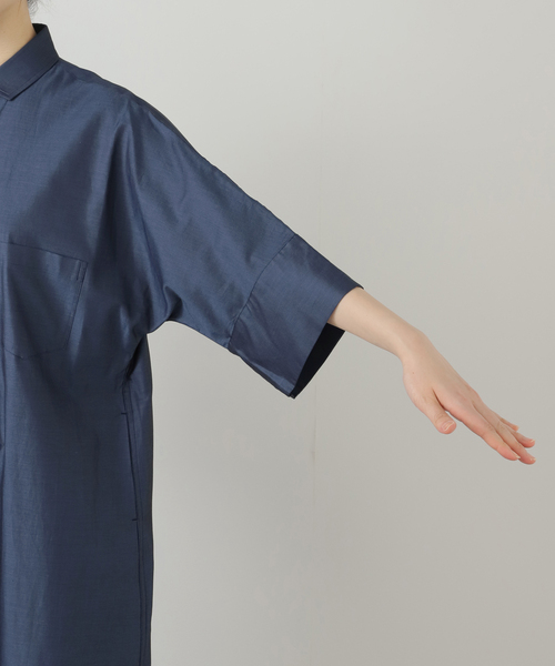 TICCA(ティッカ)の「【洗える】TICCA/ティッカ テント半袖シャツワンピース(ワンピース・レディース・ネイビー/サックスブルー・FREE)」の8枚目の写真