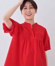 未使用 未着 INDIVI 【マシンウォッシュ】グロスサテン7分袖シャツ2020 INDIVI - 未使用 未着 INDIVI 【マシンウォッシュ】グロスサテン7分袖