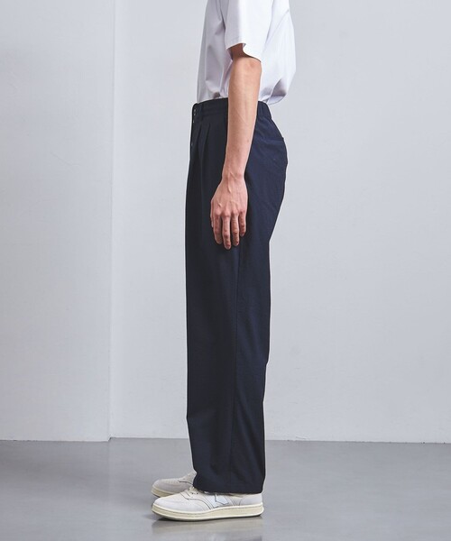 UNITED ARROWS(ユナイテッドアローズ)の「DotAir ドットエア サッカー ヘムコード 2プリーツパンツ -吸水速乾・ストレッチ-(その他パンツ・メンズ・ネイビー/ブラック・L/M/S)」の8枚目の写真