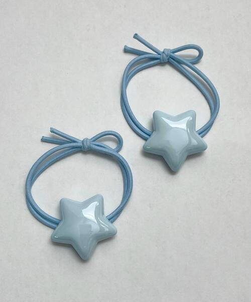 WEGO（ウィゴー）の「WEGO/【2点セット】スターヘアゴム（ヘアゴム・レディース・イエロー/グリーン/ピンク/サックスブルー/パープル・FREE）」の3枚目の写真