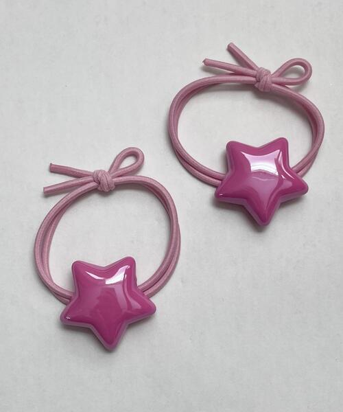 WEGO（ウィゴー）の「WEGO/【2点セット】スターヘアゴム（ヘアゴム・レディース・イエロー/グリーン/ピンク/サックスブルー/パープル・FREE）」の5枚目の写真