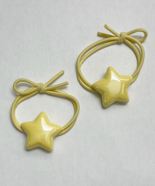 WEGO（ウィゴー）の「WEGO/【2点セット】スターヘアゴム（ヘアゴム・レディース・イエロー/グリーン/ピンク/サックスブルー/パープル・FREE）」の4枚目の写真