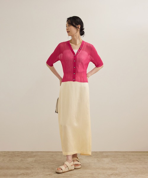 ROPE'(ロペ)の「アセテートリネンバッククロススカート/洗える(スカート・レディース・オフホワイト/ブラック・36/38)」の4枚目の写真