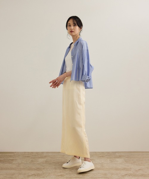 ROPE'(ロペ)の「アセテートリネンバッククロススカート/洗える(スカート・レディース・オフホワイト/ブラック・36/38)」の6枚目の写真