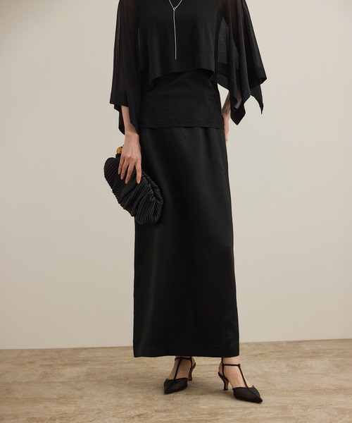ROPE'(ロペ)の「アセテートリネンバッククロススカート/洗える(スカート・レディース・オフホワイト/ブラック・36/38)」の9枚目の写真