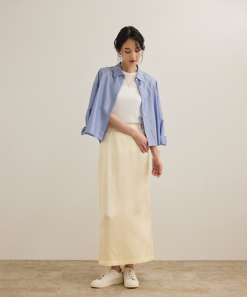 ROPE'(ロペ)の「アセテートリネンバッククロススカート/洗える(スカート・レディース・オフホワイト/ブラック・36/38)」の11枚目の写真