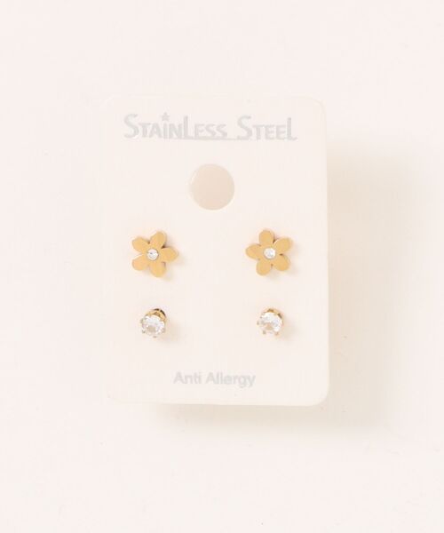 ammy.（エイミードット）の「【 ammy. / エイミードット 】 フラワー リボン メタル セットピアス / ステンレス（ピアス（両耳用）・レディース・シルバー/ゴールド系/シルバー系/ゴールド・FREE）」の6枚目の写真