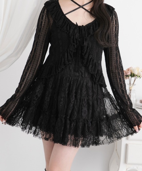 DearMyLoveRose(ディアマイラブローズ)の「レースティアードミニスカート(スカート・レディース・ブラック/ホワイト・LARGE/3L/LL/MEDIUM/SMALL)」の1枚目の写真