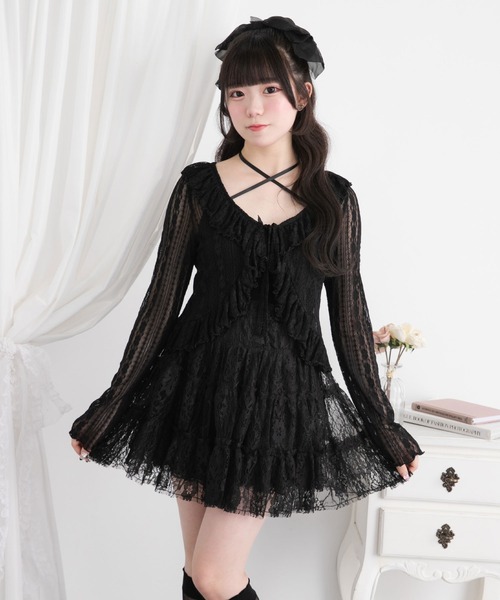 DearMyLoveRose(ディアマイラブローズ)の「レースティアードミニスカート(スカート・レディース・ブラック/ホワイト・LARGE/3L/LL/MEDIUM/SMALL)」の17枚目の写真
