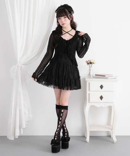 DearMyLoveRose(ディアマイラブローズ)の「レースティアードミニスカート(スカート・レディース・ブラック/ホワイト・LARGE/3L/LL/MEDIUM/SMALL)」の16枚目の写真