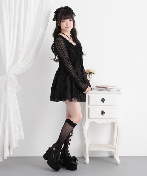 DearMyLoveRose(ディアマイラブローズ)の「レースティアードミニスカート(スカート・レディース・ブラック/ホワイト・LARGE/3L/LL/MEDIUM/SMALL)」の15枚目の写真