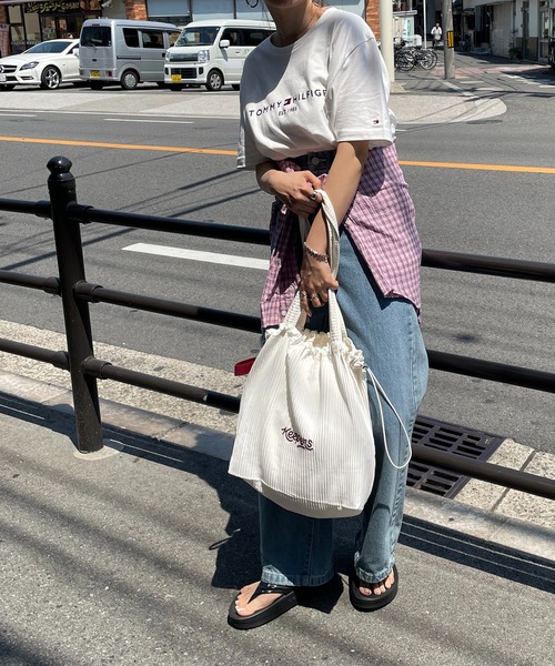 210nouve(トゥージュヌーブ)の「【Keepers】 刺繍 ロゴ プリーツ トートバッグ(トートバッグ・レディース・クリーム/ミント/ブラック/イエロー・FREE)」の18枚目の写真