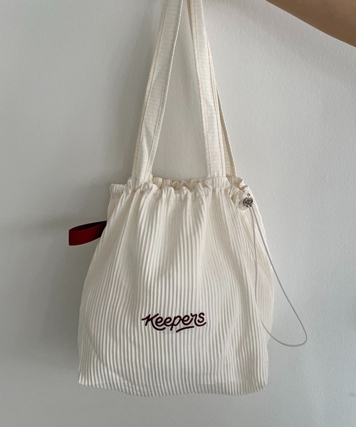 セール】【Keepers】 刺繍 ロゴ プリーツ トートバッグ（トート
