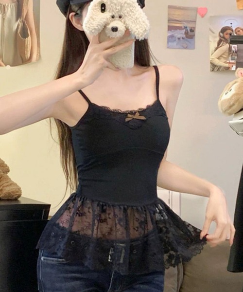 Lace Ladies（レースレディース）の「レーシィ リボン カップ付き キャミソール インナー（キャミソール・レディース・ホワイト/アイボリー/ブラック・FREE）」の7枚目の写真