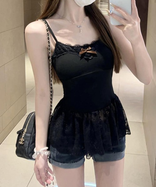 Lace Ladies（レースレディース）の「レーシィ リボン カップ付き キャミソール インナー（キャミソール・レディース・ホワイト/アイボリー/ブラック・FREE）」の8枚目の写真