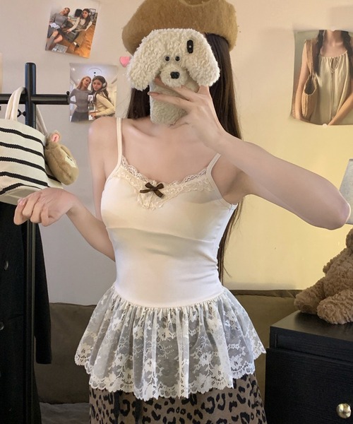 Lace Ladies（レースレディース）の「レーシィ リボン カップ付き キャミソール インナー（キャミソール・レディース・ホワイト/アイボリー/ブラック・FREE）」の15枚目の写真