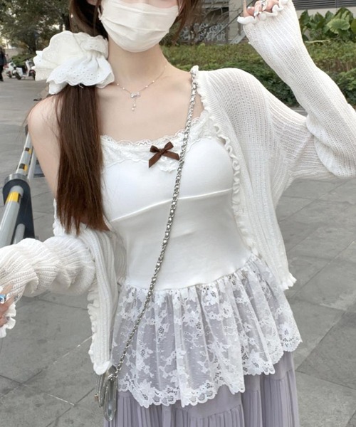 Lace Ladies（レースレディース）の「レーシィ リボン カップ付き キャミソール インナー（キャミソール・レディース・ホワイト/アイボリー/ブラック・FREE）」の12枚目の写真