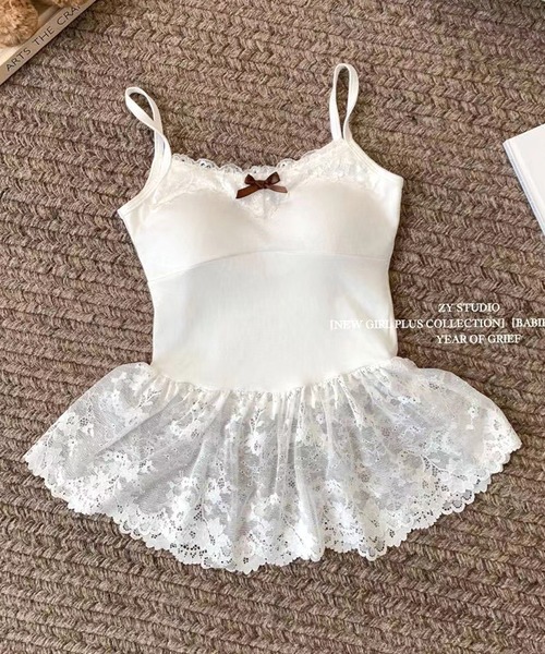 Lace Ladies（レースレディース）の「レーシィ リボン カップ付き キャミソール インナー（キャミソール・レディース・ホワイト/アイボリー/ブラック・FREE）」の13枚目の写真